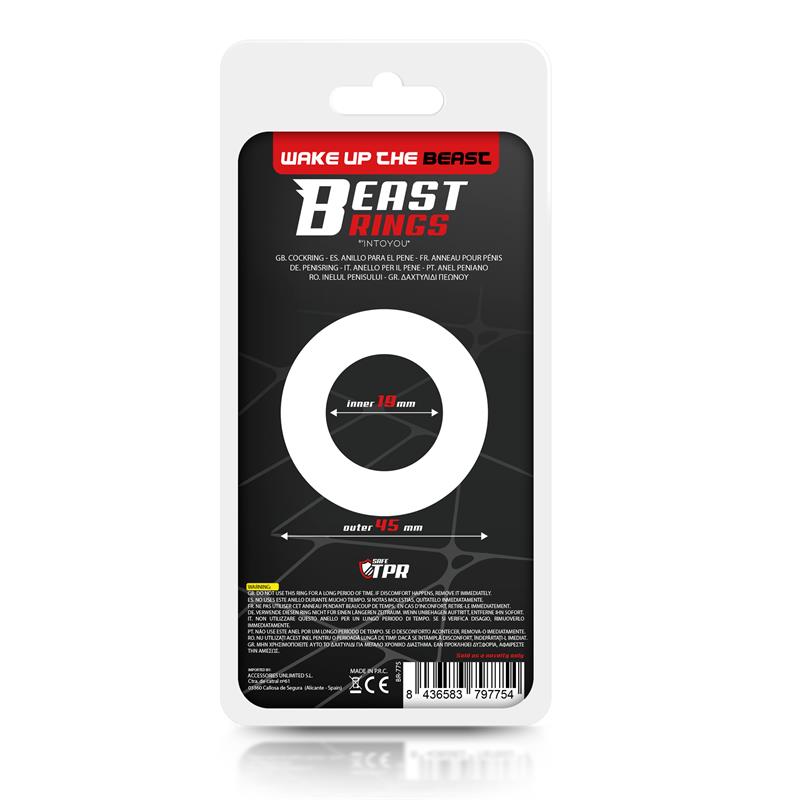 BEAST RINGS Cock Ring Striped Súper Flexible 1.9 cm Transparente