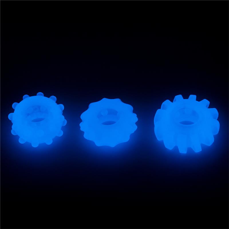 LOVETOY Lumino Play Set 3 Cock Ring Luz Azul