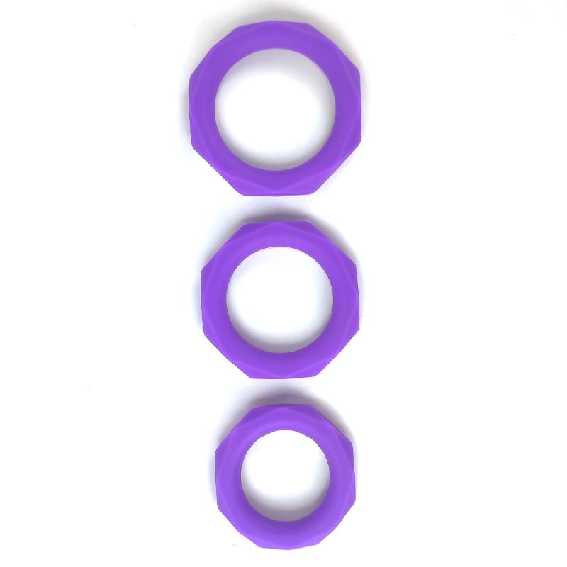 Set de 3 Cock Ring Silicona Púrpura
