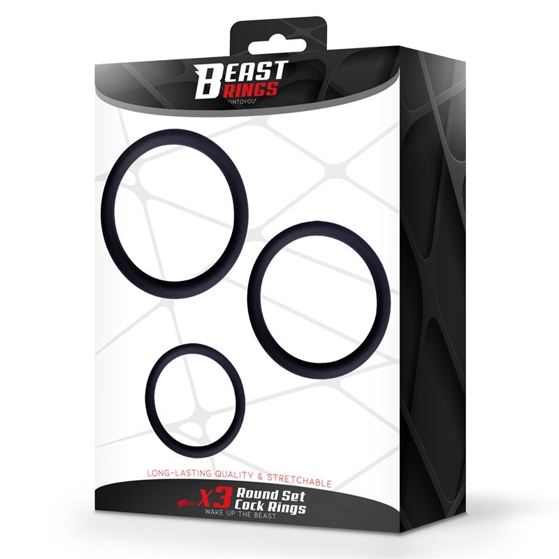 BEAST RINGS Set de 3 Cock Ring Silicona S, M y L